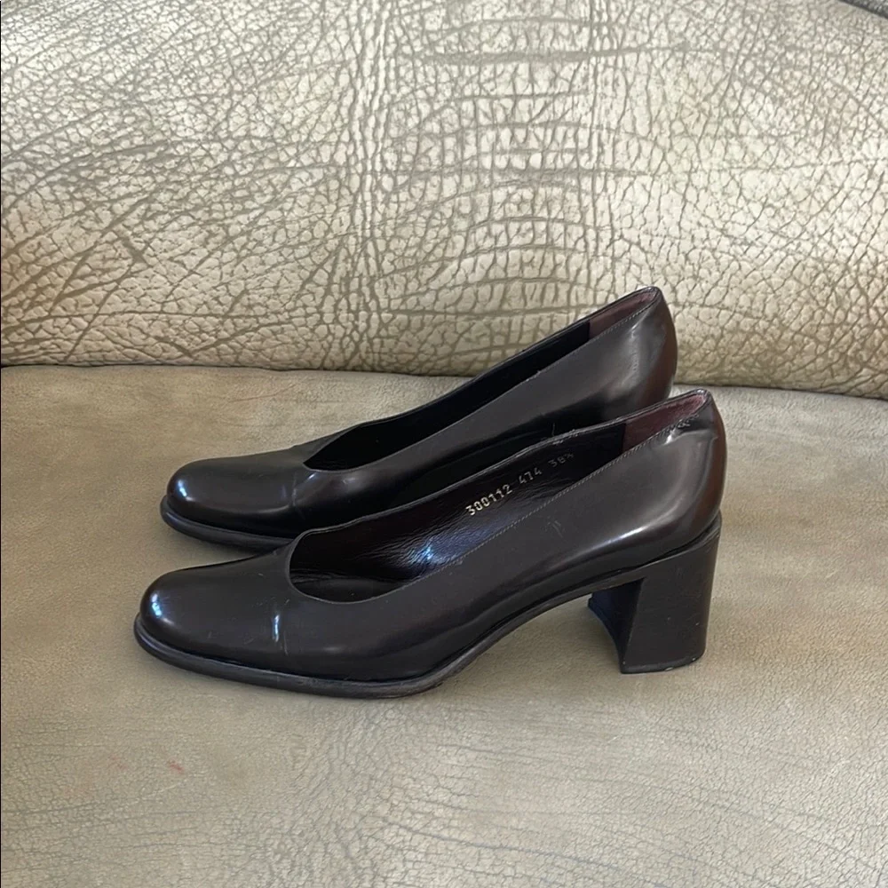 Baldinini Brown Leather Classic Heels Pumps Made in Italy Size 38.5